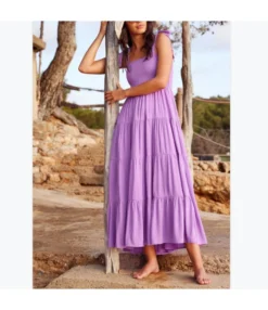 Sexy Lace-Up Sling Jacquard Smocked Flowy Dress Wholesale Dresses SDN534920