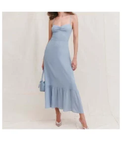 Solid Color Sundresses Elegant Ruffles Pleated Sling Dress Sexy Wholesale Dresses SDN580388