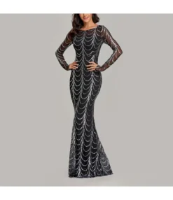 Sequin Slim Party Dress Elegant Party Long Sleeve Fishtail Evening Dress Wholesale Maxi Dresses SDN537007