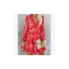 Floral Print Long Sleeve Vacation Dress Wholesale Dresses Backless Puff Sleeves SD203967