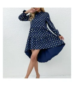 Polka Dot Bronzing Half High Neck Dress SD160345