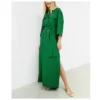 Casual Polo Neck Single-Breasted Tie-Up Solid Color Slit Maxi Shirt Dress Wholesale Dresses SDN562845
