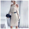 Wholesale Dresses Sweater Dress Knitted Dress Off Shoulder Halter Neck SD181225