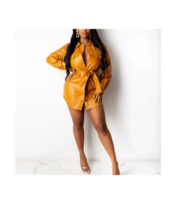 PULeather Single Button Mini Dress SD080133
