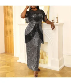 Sequin Perspective Stitching Tassel Party Evening Dress Skirt Wholesale Dresses N4623050600002