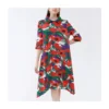 Midi Sleeve Loose Neck Floral Ruffle Dress Wholesale Dresses N5923082300018