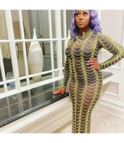 Wholesale Maxi Dresses In Bulk Slim Dress Hot Drilling SD110175