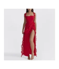 Sexy High Split Flutter Belt Suspender Dress Wholesale Dresses V5923052000006