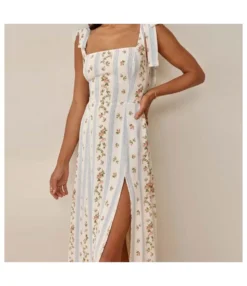 Floral Print Country Style Vintage Sundresses Lace-Up Slim Fit Side Slit Sling Dress Chic Wholesale Dresses SDN533022