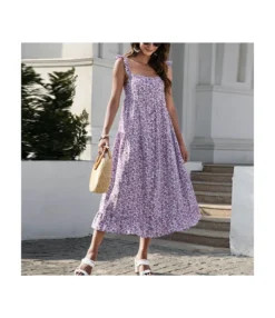 Elegant Slip Floral Dress Single-Breasted Backless Ruffled Wholesale Dresses SDN560363