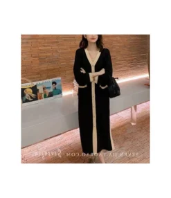 Contrast Color Knitted Niche Long-Sleeved Splicing Dress Wholesale Dresses N4623051900085