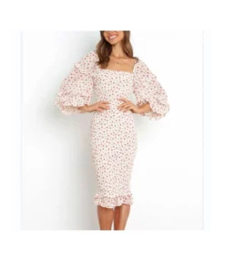 Printed Long Sleeve Elegant Pleated Hip Bodycon Dress Wholesale Dresses SDN535583