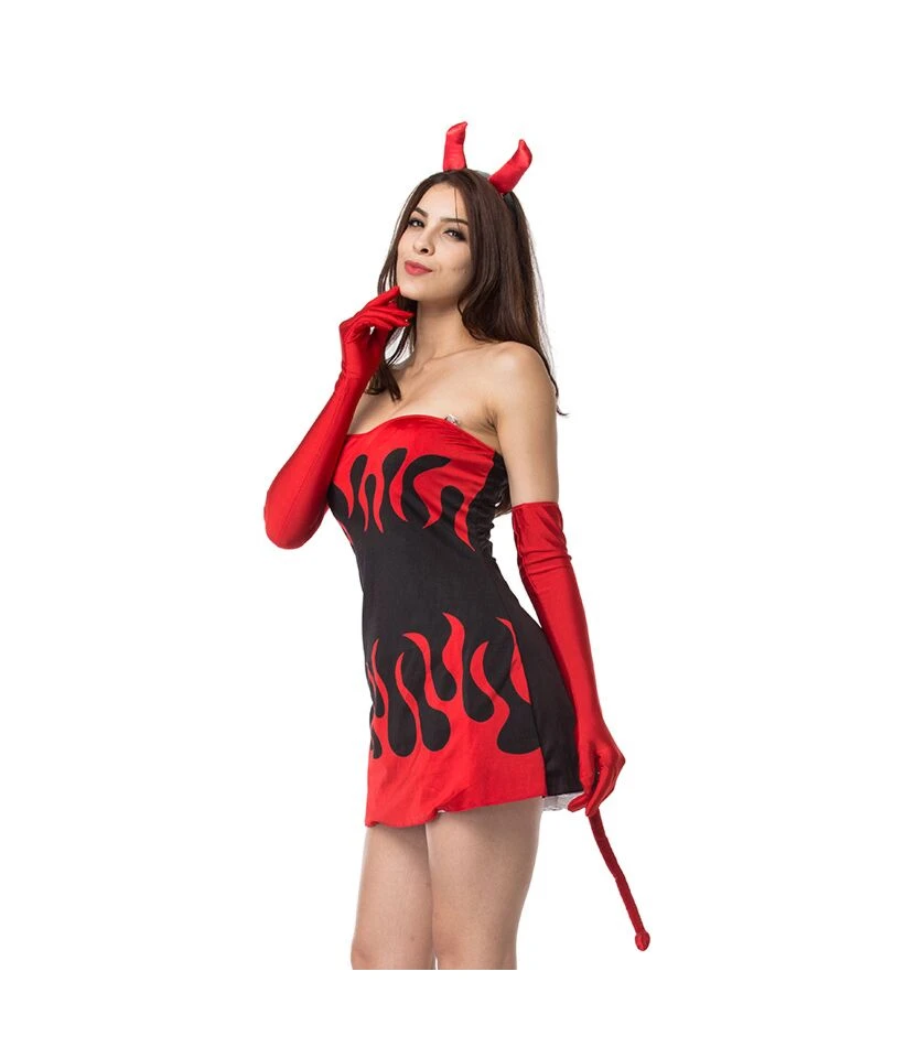Halloween Vampire Devil Style Sexy Tube Mini Dress Wholesale Sets Clothing SON561841 - Image 4