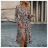 Fashion Printed Nipped Waist Slit Dress Casual Dress Wholesale Dresses SDN537971