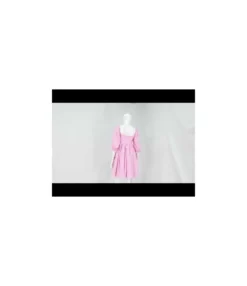 Pink Square Neck Puff Sleeve Princess Dress Beach Outfits Bubble Skirt Summer Wholesale Dresses SD204358
