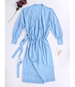 Side Tie Split Plain Knitting Dress